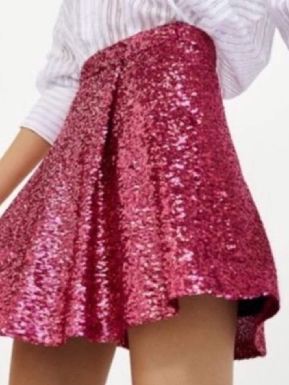 Zara Pink Sequin Flared Mini Skirt